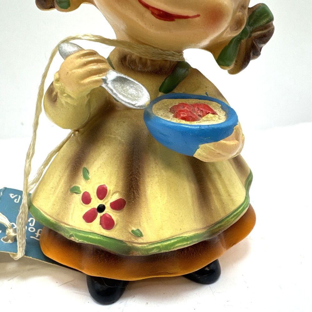 Josef Originals VTG Wee Folks Elf Girl Holding bowl of food Ceramic Figurine - Picture 4 of 11